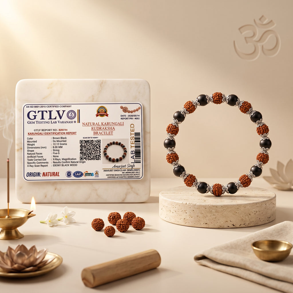 Premium 8MM Natural Karungali and 5 Mukhi Rudraksha Bracelet for Men & Women