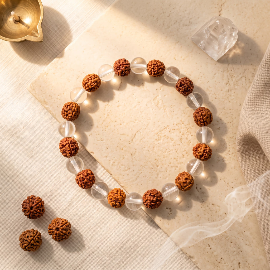 8MM Sacred Karungali Wood & 5 Mukhi Rudraksha Energy Bracelet