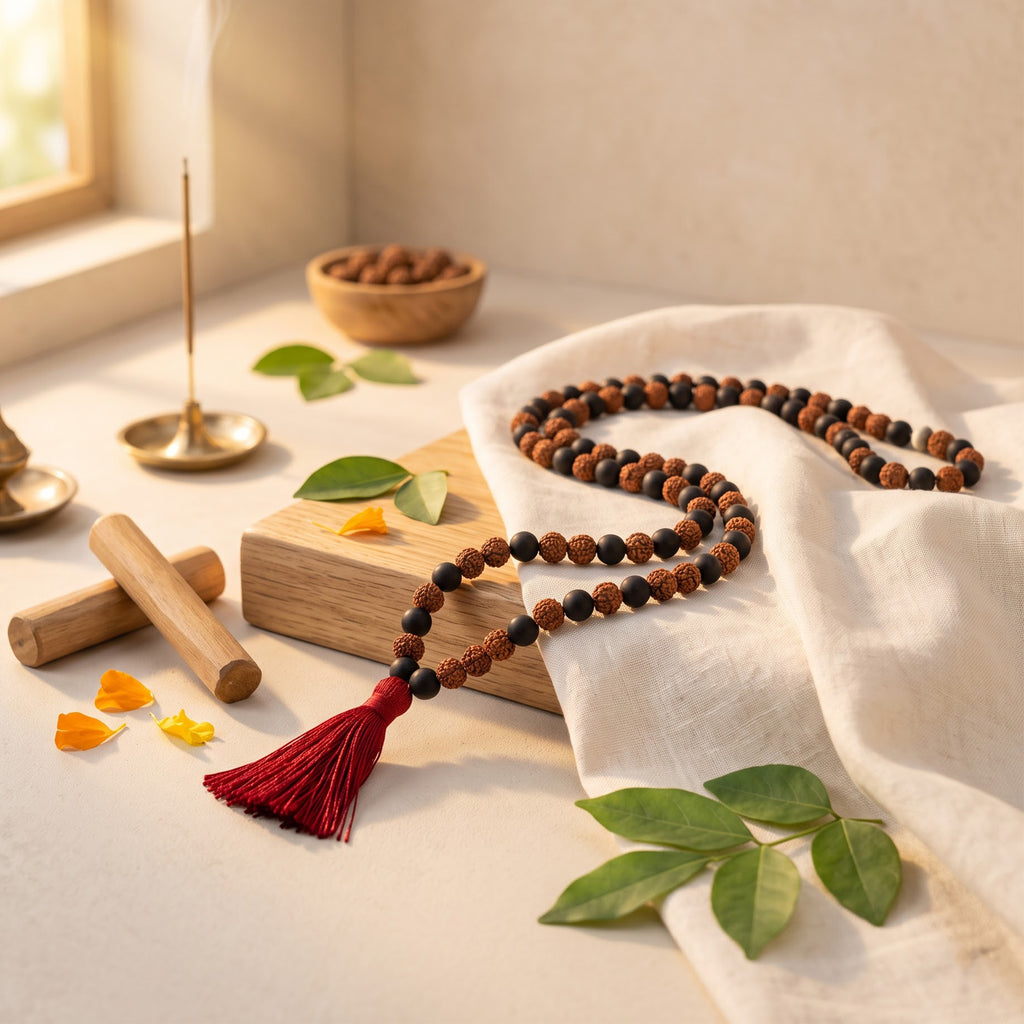 Authentic Karungali Rudraksha Mala 108 Beads | Natural Meditation & Spiritual Necklace for Men & Women