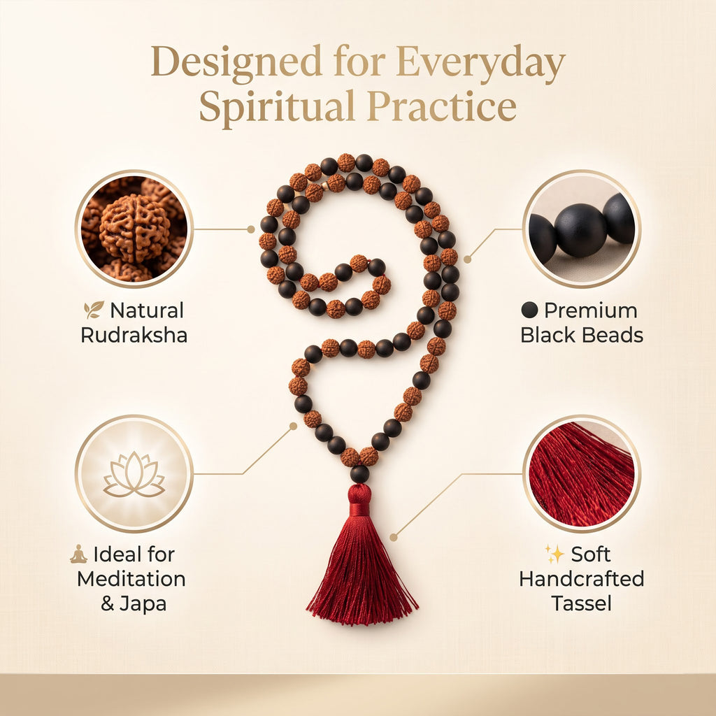 Authentic Karungali Rudraksha Mala 108 Beads | Natural Meditation & Spiritual Necklace for Men & Women